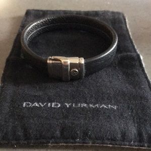 David Yurman DY leather & sterling silver bracelet